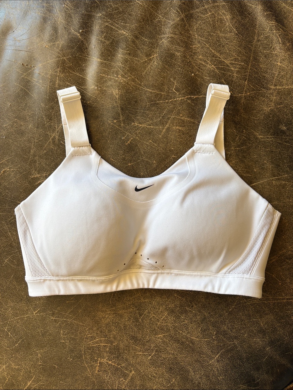 Nike White High-Impact Adjustable-Strap Sports Bra